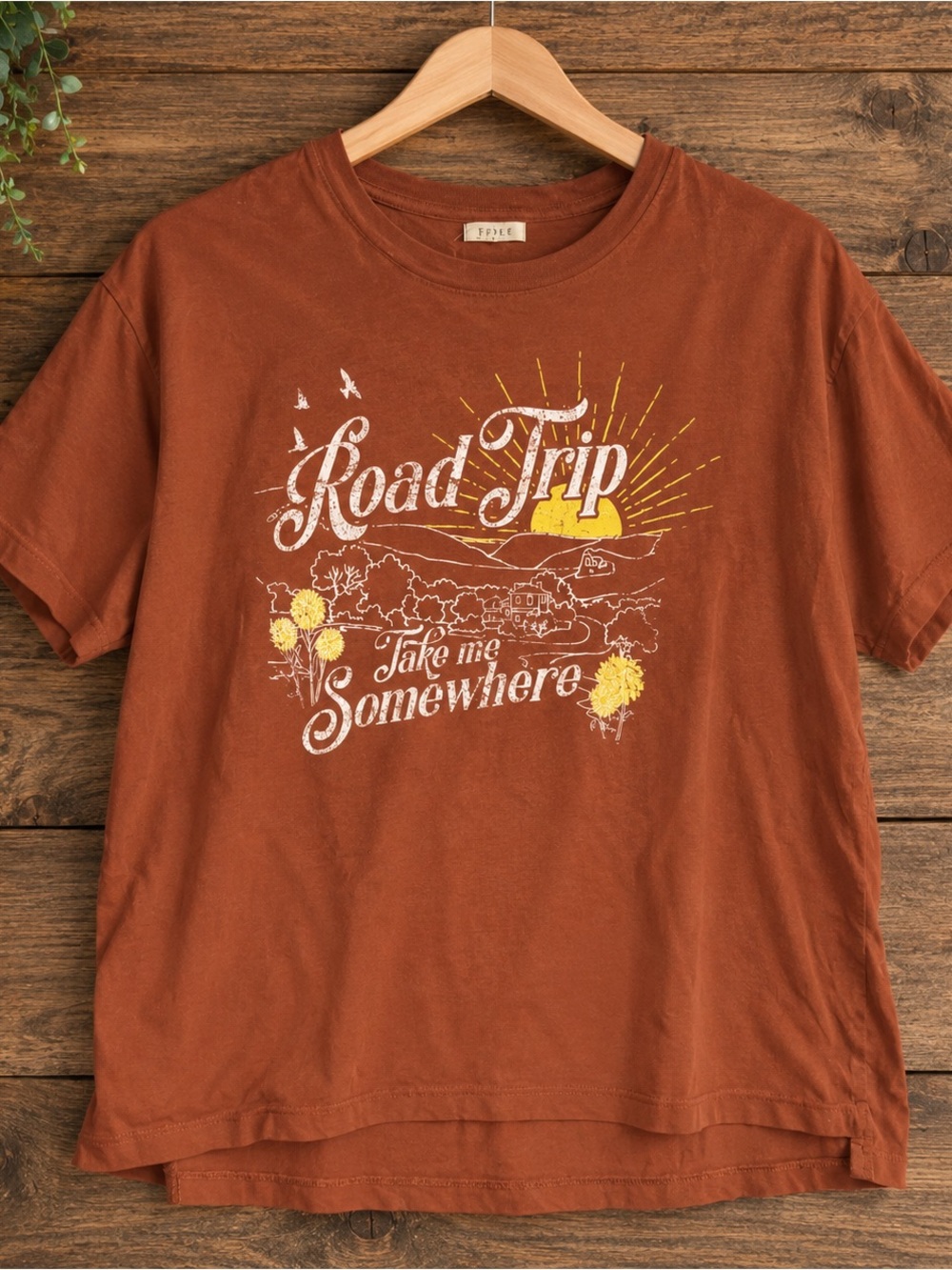 Rust Orange 'Road Trip' Graphic Short Sleeve Tee